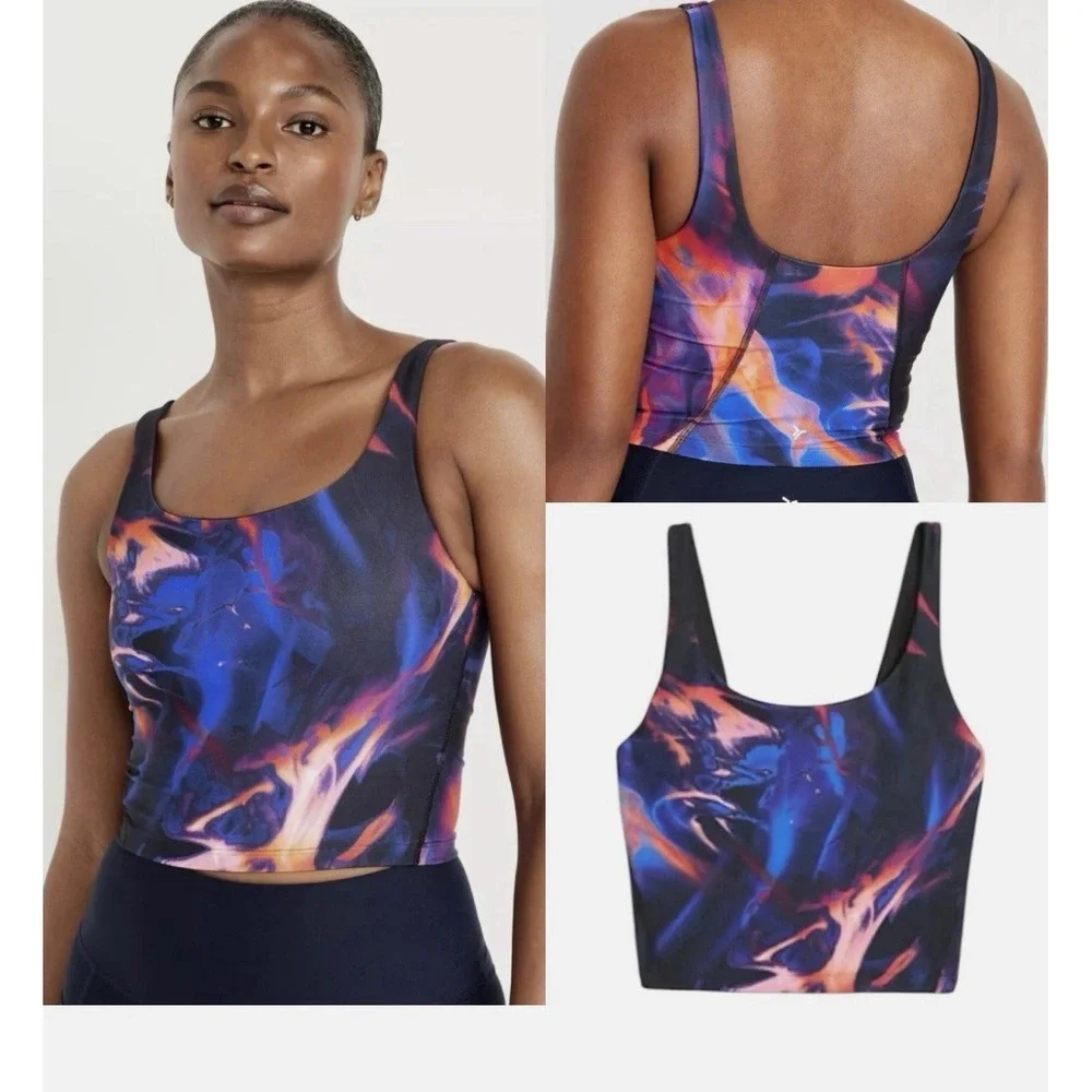 Old Navy Women Light Support PowerSoft Longline Sports Bra Swirl‎ Size Medium